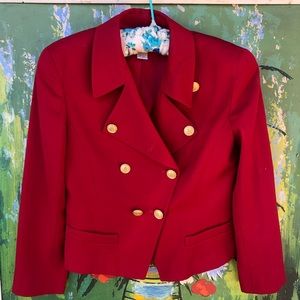 Vintage Liz Claiborne red cropped military inspired waistcoat size 8 P